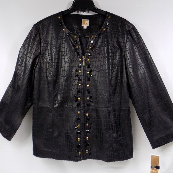 JM Collection Jackets & Blazers - JM Collection Faux Leather Snakeskin Embellished Jacket Size XL NWT